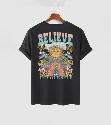 BELIEVE Sun Floral Butterfly Print T-shirt 🌞🦋