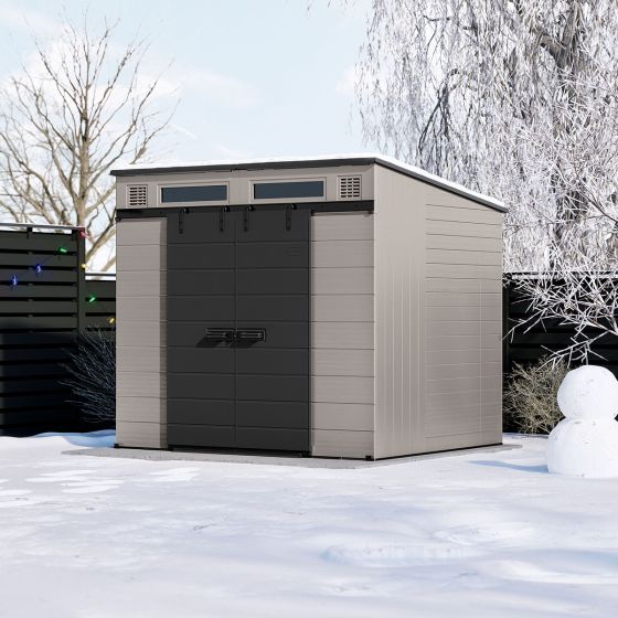 Modernist® 8 ft. x 7 ft. Dual Barn Door Storage Shed