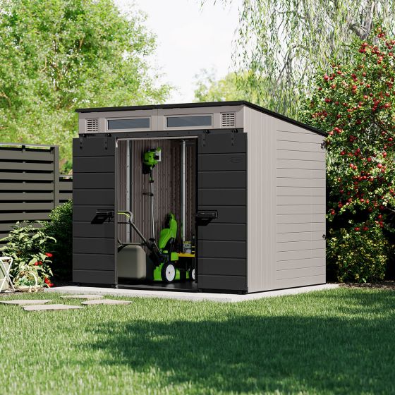 Modernist® 8 ft. x 7 ft. Dual Barn Door Storage Shed