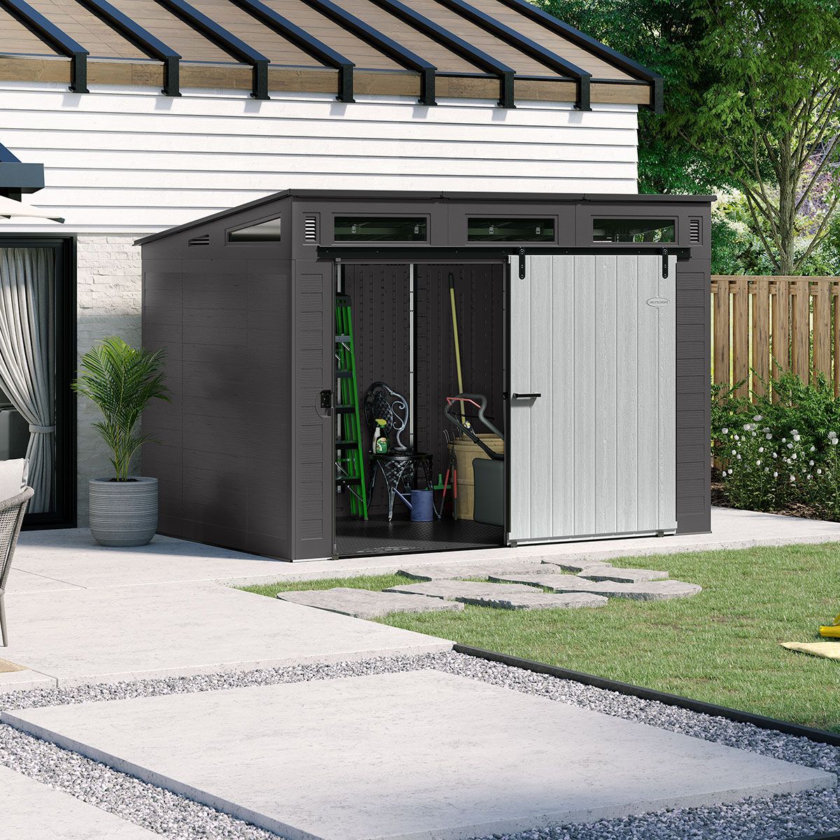 Modernist® 10 ft. x 7 ft. Sliding Door Storage Shed