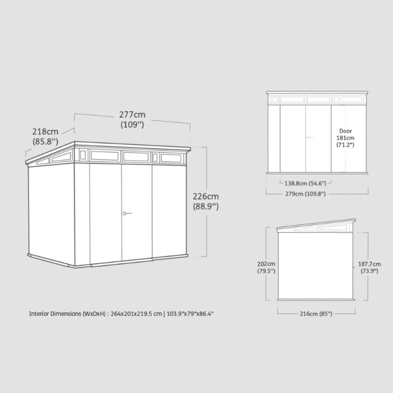 Cortina 9x7 Storage Shed - Graphite