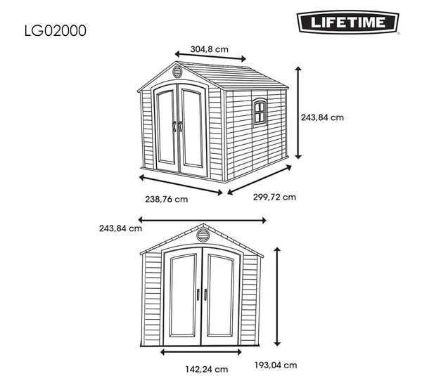 LIFETIME 6405 Outdoor Storage Shed with Window, Skylights, and Shelving, 8 by 10 Feet