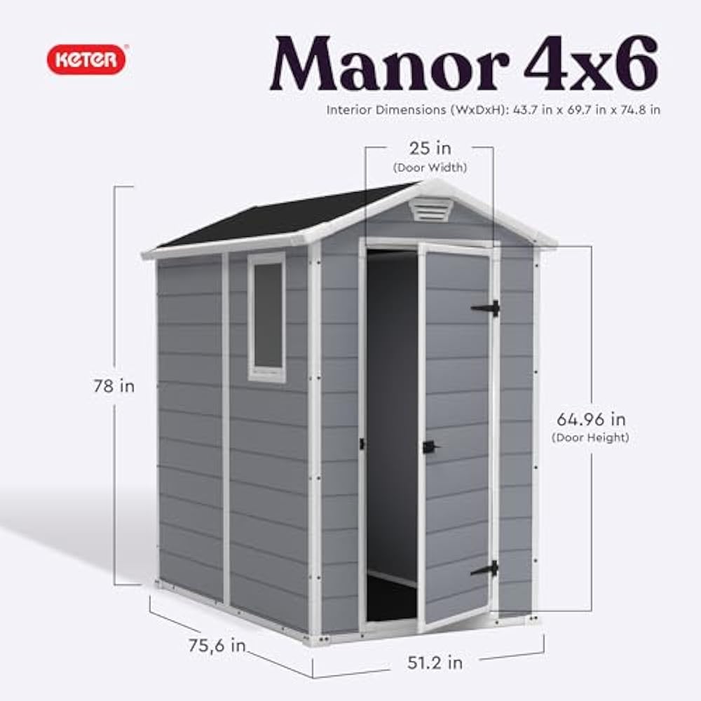 Keter Manor 4x6 Resin Outdoor Storage Shed Kit