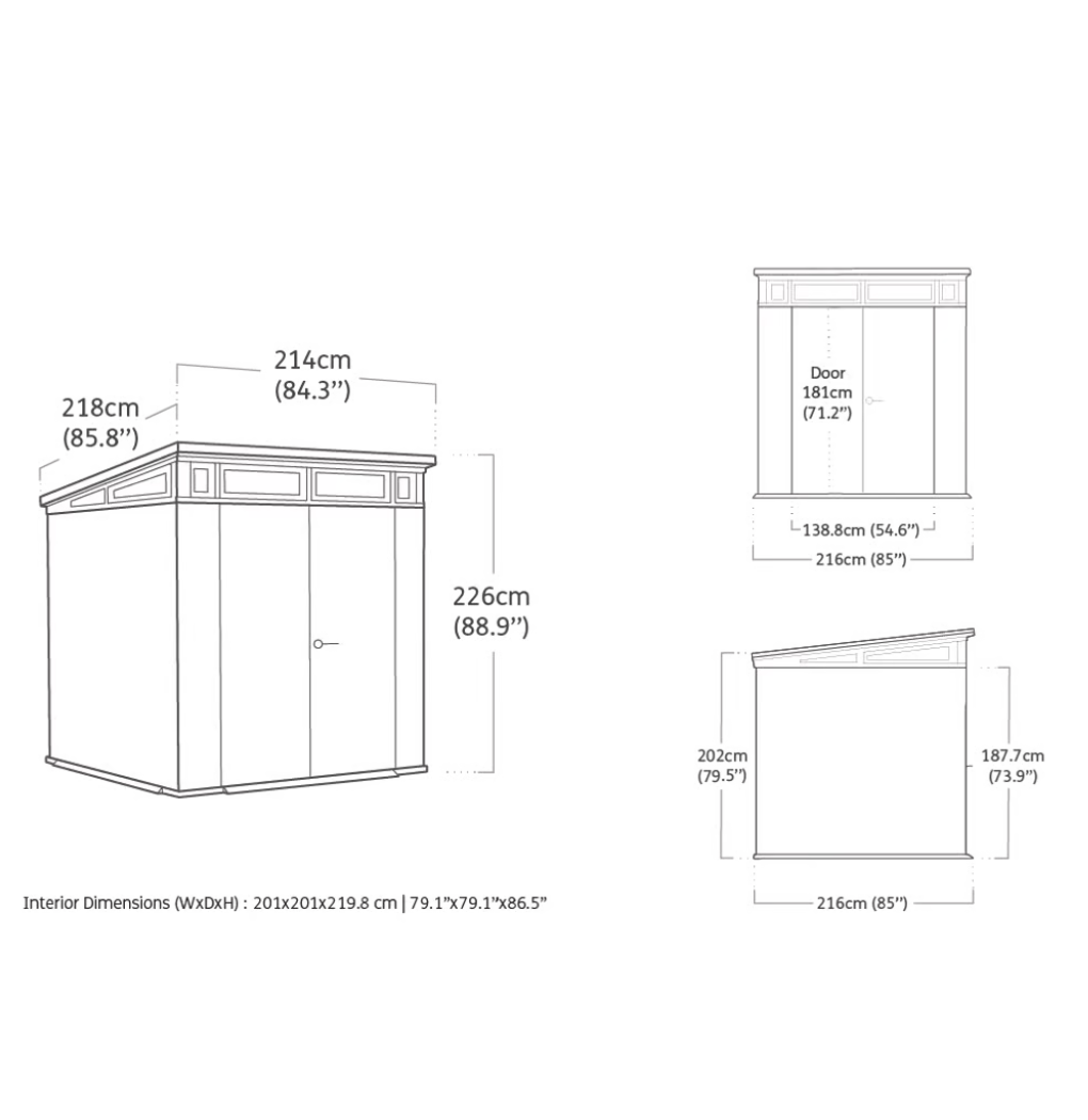 Artisan 7x7 Outdoor Storage Shed - Grey
