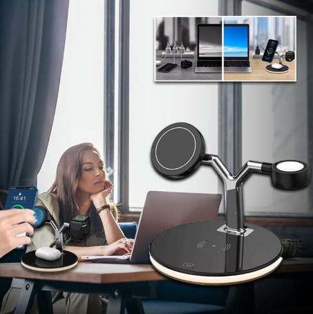 شاحن مغناطيسي لاسلكي 3 في 1 — شحن سريع ومرتب لأجهزتك