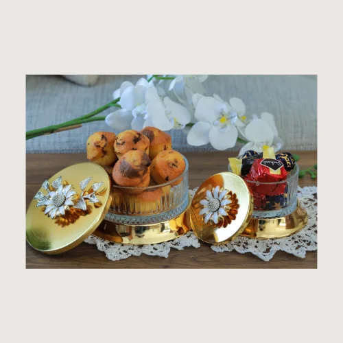 Coupe à motif fleur en métal - Grande