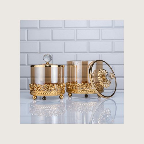 Bonbonnière en métal doré - Grande