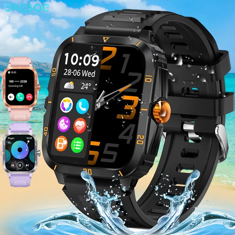 Outdoor Smart Watch (Answer/Make Calls), Sport Fitness Watch For iPhone And Androidos Phones, Waterproof Smart Watch With 100+Sport Modes/Long Battery Life/Music Control Playing/Message Remin