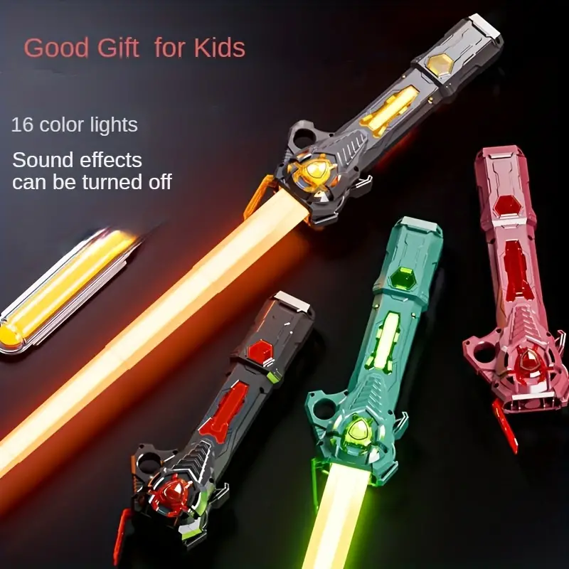 RGB Lightsaber For Kids, USB Rechargeable Lightsaber 16 Colors RGB Laser Sword With Gravity Sensor Sound Effect Flashing Lightsaber Toy 2 In 1 Flashing Stick Space Sword Light Up Toys For Kid