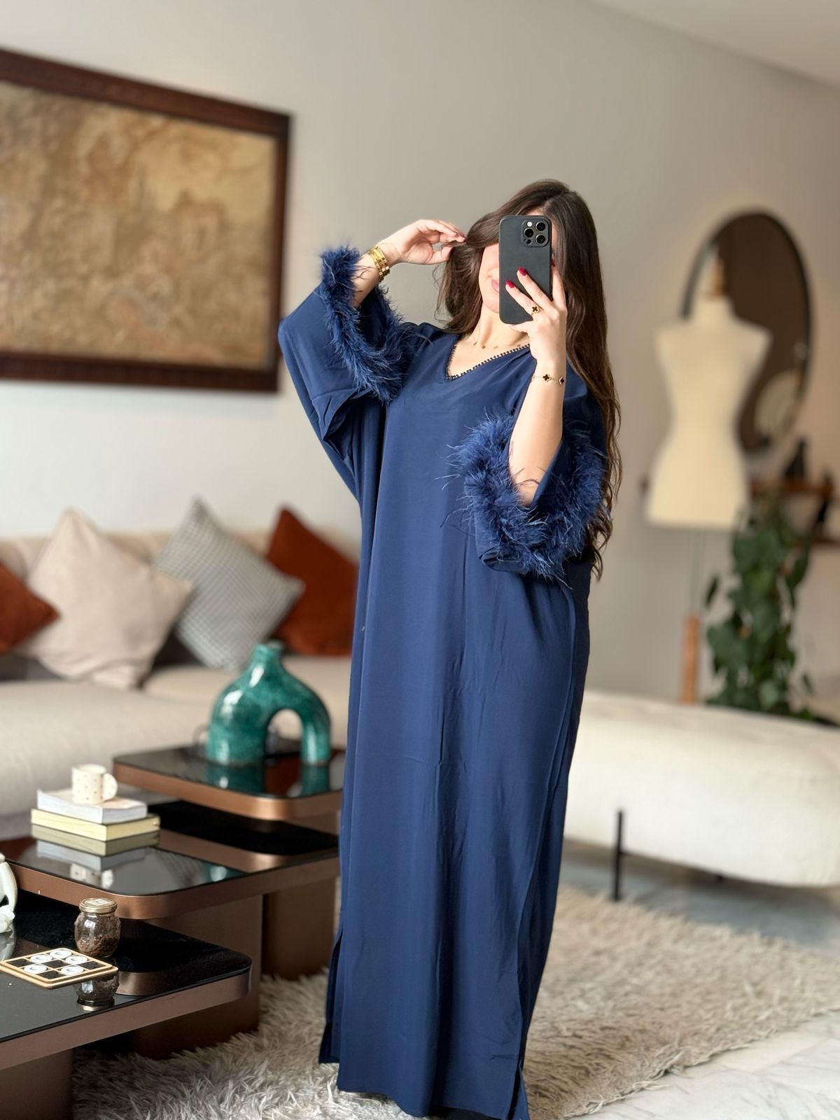 Abaya avec plume