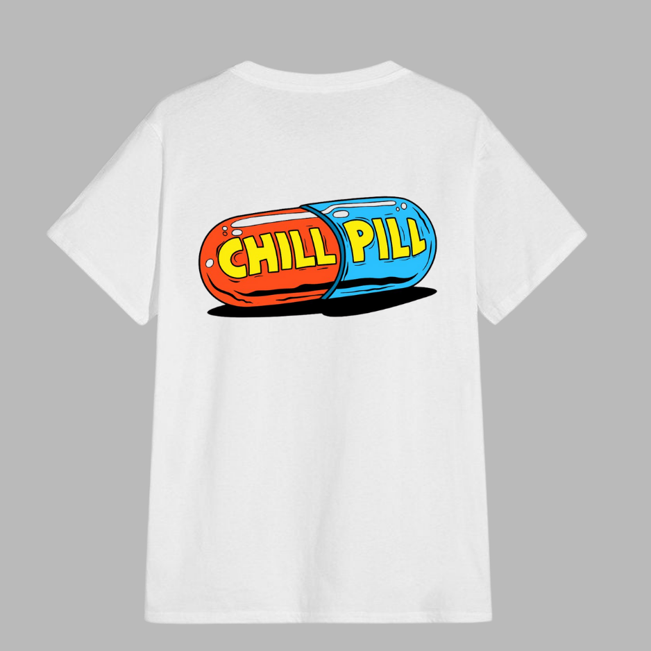 t shirt blanc chill pill oversize