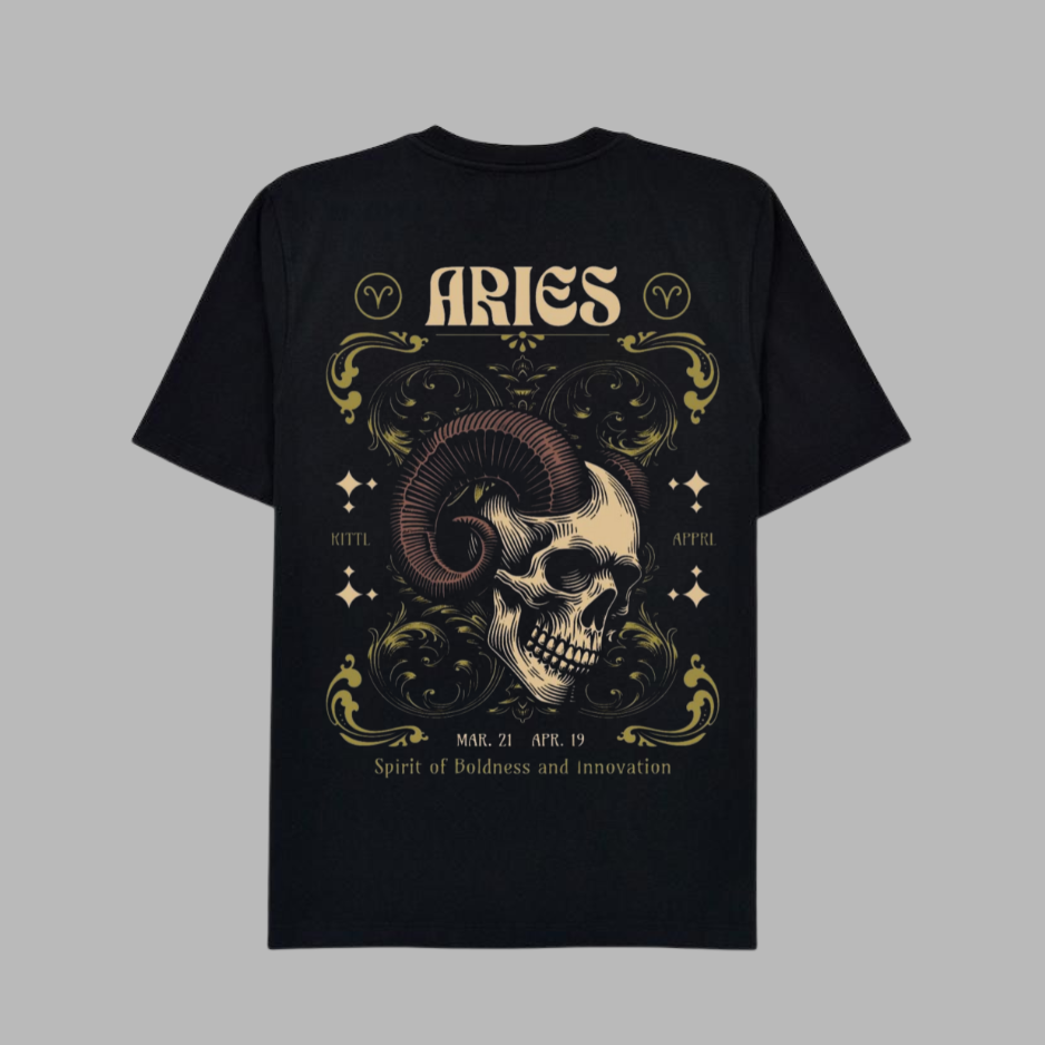 t shirt  Aries Skull – Bold Zodiac Tee