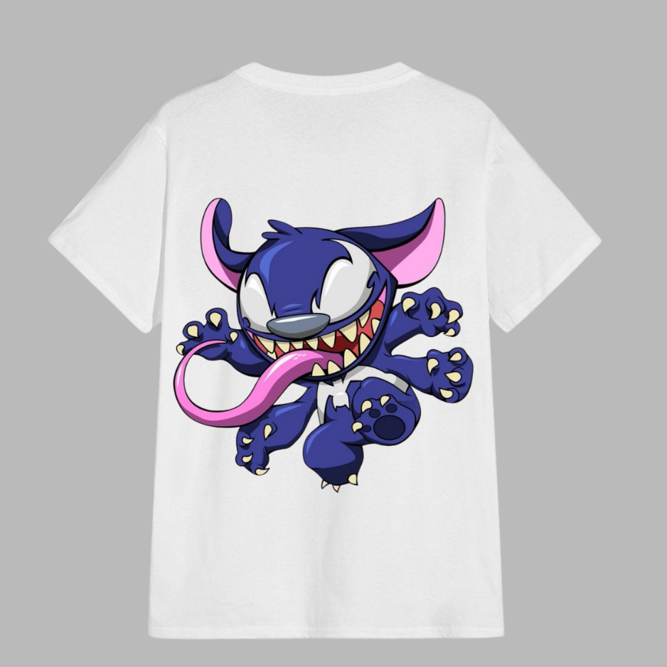 T-shirt « Monstre drôle » au style sauvage – Design moderne bleu oversize