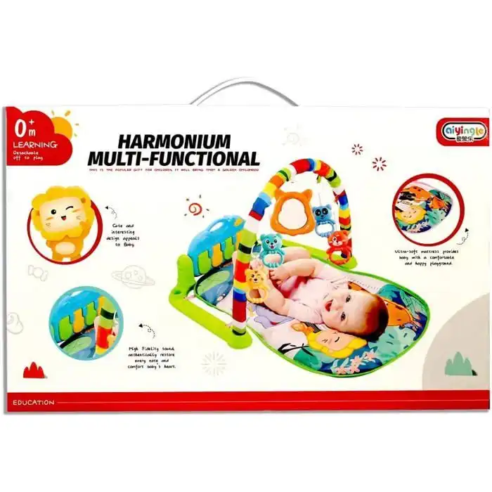 Tapis de jeu musical pour bébé — piano lumineux & hochets suspendus