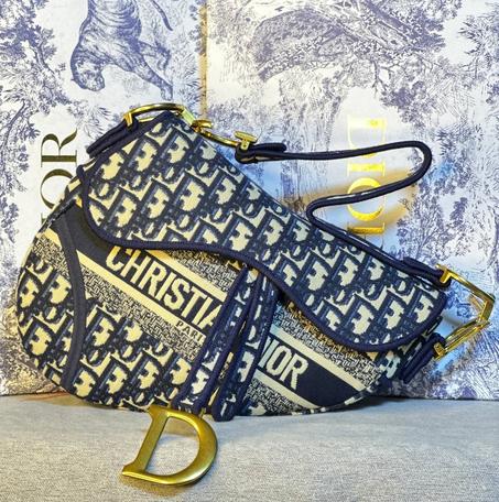 Sac DIOR Saddle Toile "Bleu"