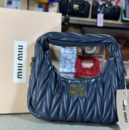 Sac MIUMIU Hobo Wander "Bleu Gris"