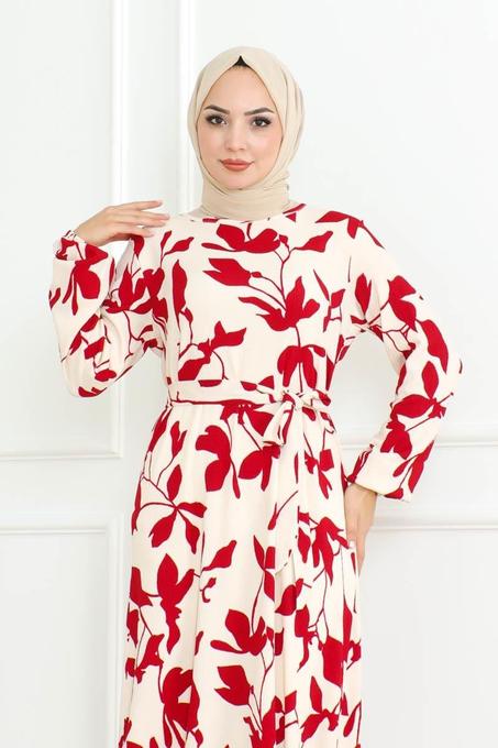 فستان حجاب سمارة أحمر كلاريت