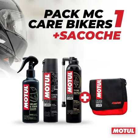 MOTUL Pack Premium MC Care bikers avec 3 Produits + Sacoche offerte