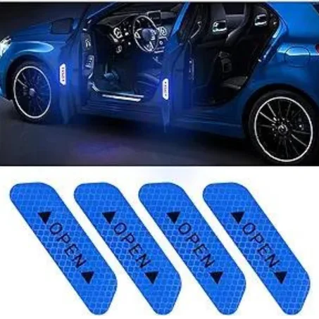 4PCS Autocollants Réfléchissants Avertissement Ouverture pour Porte de Voiture