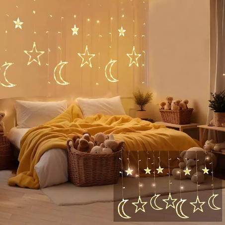 ستارة أضواء LED نجوم وقمر – ديكور ساحر لمناسباتك