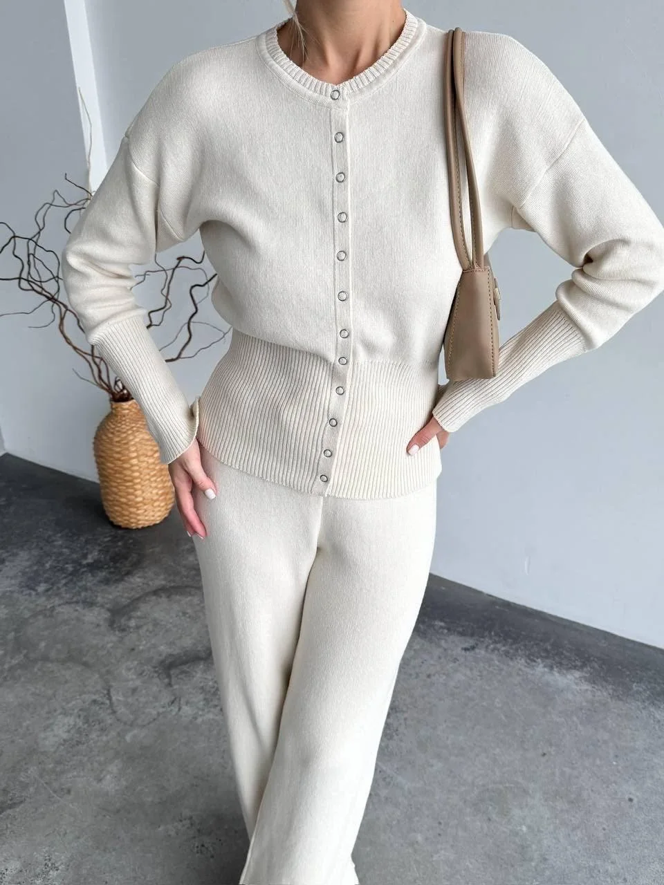 Cardigan boutonné & pantalon