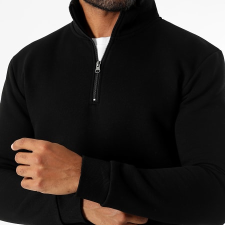 BLACK HALF ZIP SWEAT-SHIRT