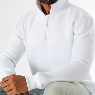 WHITE HALF ZIP SWEAT-SHIRTS