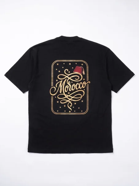 T-shirt  “Héritage Morocco”- Edition noir , T-shirt Oversized Morocco Calligraphy
