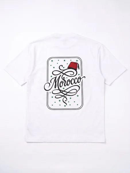 T-shirt “Héritage Morocco” ,T-shirt blanc Oversized Morocco Calligraphy