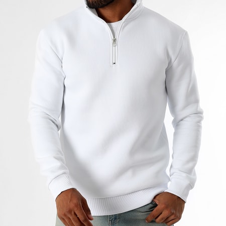 WHITE HALF ZIP SWEAT-SHIRTS