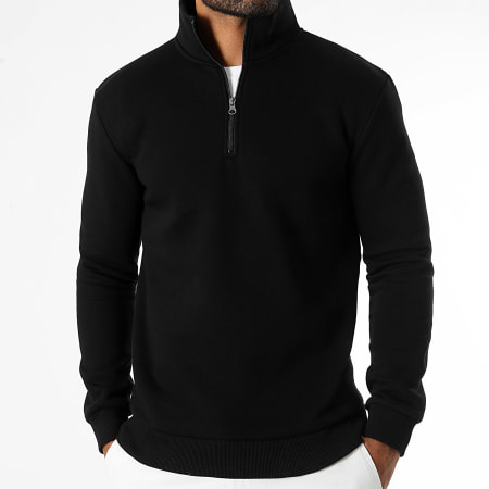 BLACK HALF ZIP SWEAT-SHIRT
