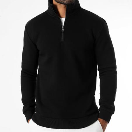 BLACK HALF ZIP SWEAT-SHIRT
