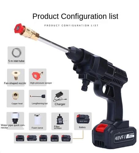 مسدس غسيل السيارة اللاسلكي بالفوم (48 فولت) - قوة احترافية في متناول يدك!