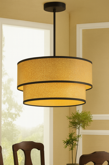 Diora – Suspension double en rotin naturel tressée à la main