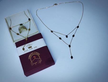 قلادة فخمة مطلية بالذهب 18 قيراط + خاتم هدية  2024