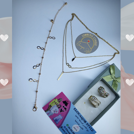 قلادة فخمة مطلية بالذهب 18 قيراط + خاتم + خلخال + علبة هدية بتخفيض خيالي 2026