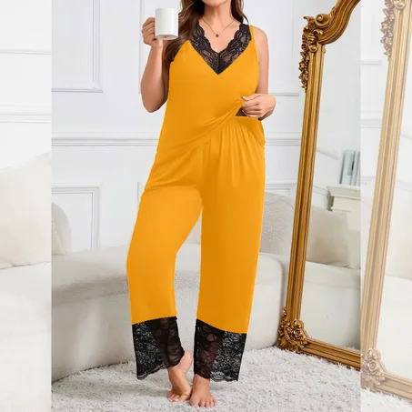 Débardeur+Pantalon en coton avec dentelle