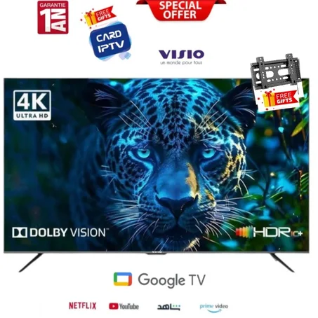 VISIO -Smart TV 50″ – UHD 4K – Google Assistant – Bluetooth – HDR 10™ + Support + Abonnement 12 Mois Gratuit