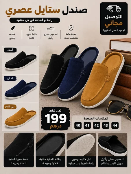 صندل رجالي ستايل عصري | خفيف ومريح بخامة سويد فاخرة