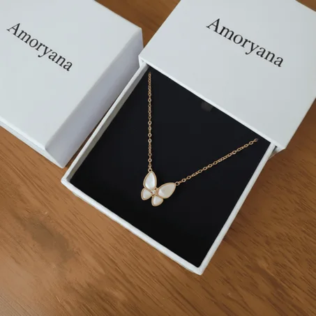 White butterfly necklace