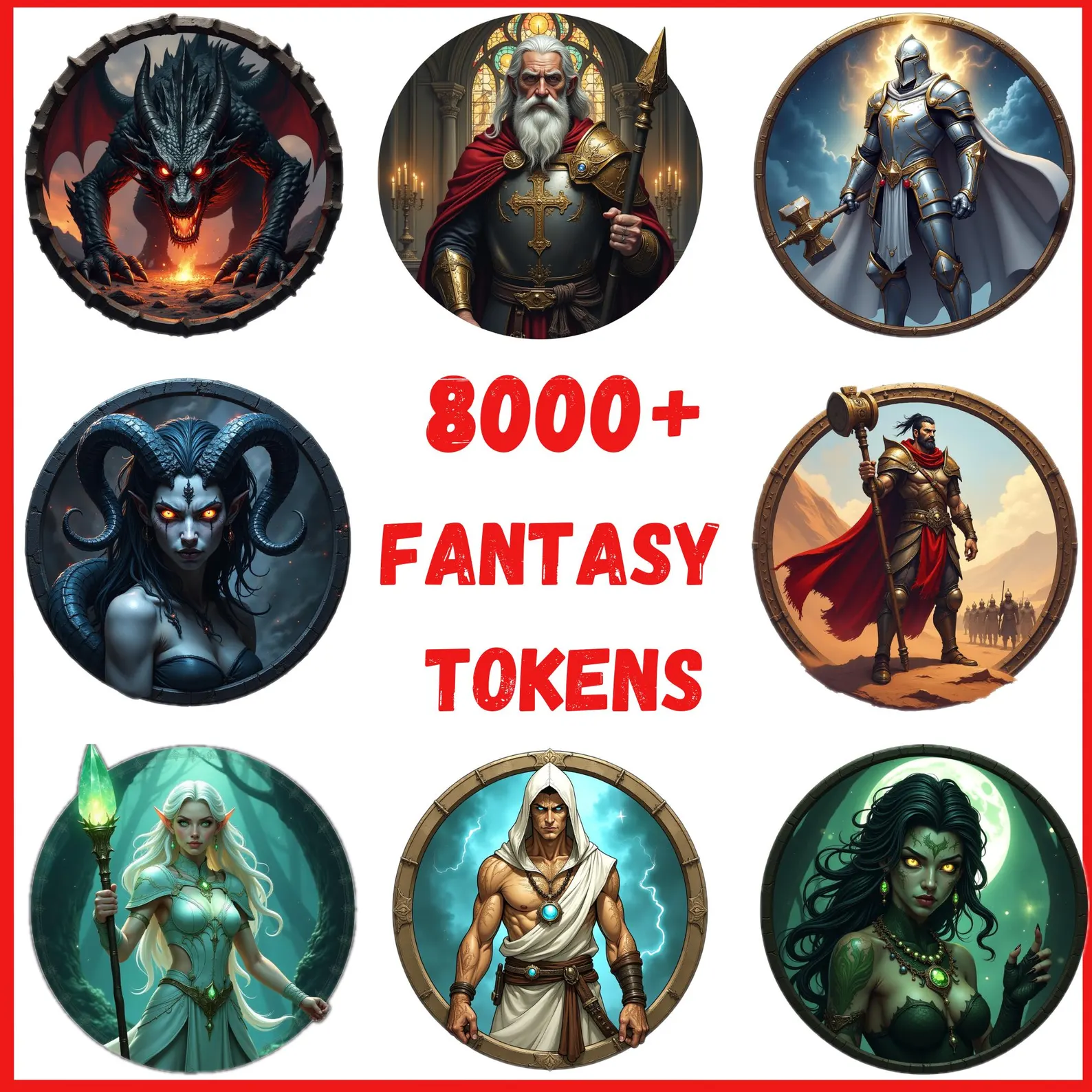 Circular Tokens DnD Compatible Bundle ! 8,000+ Ready-to-Use VTT Tokens for Roll20 & Foundry Transparent Character and Monster Token set