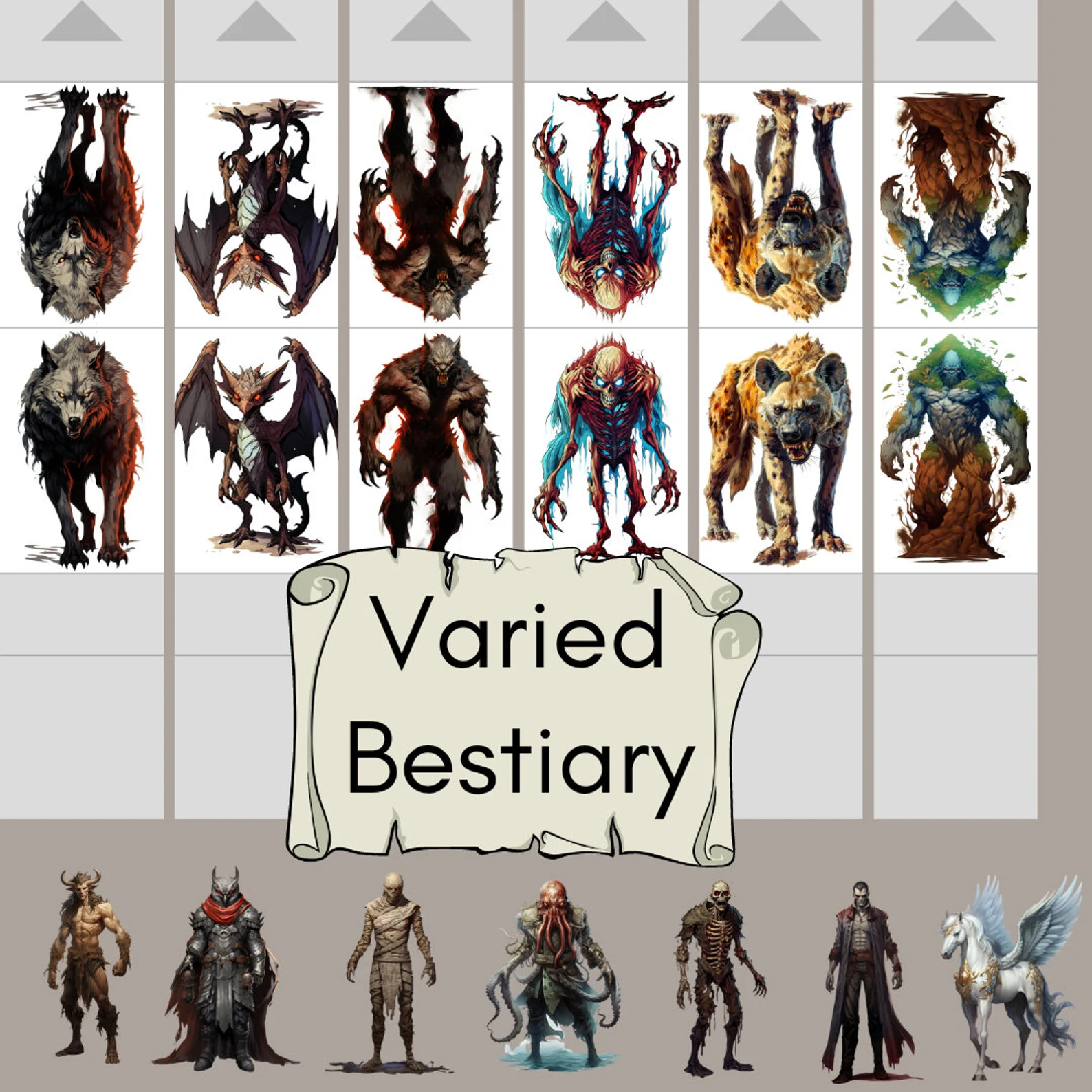 7000 Printable RPG Miniatures, Bundle of Foldable Tabletop Fantasy Miniatures , Paper Minis, cheap miniatures