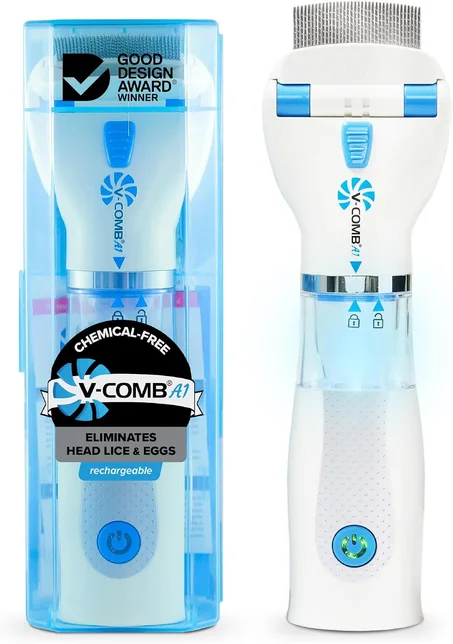 جهاز ومشط الشفط الكهربائي لإزالة القمل والصيبان نهائياً - V-Comb Electric Lice & Nit Vacuum Extractor