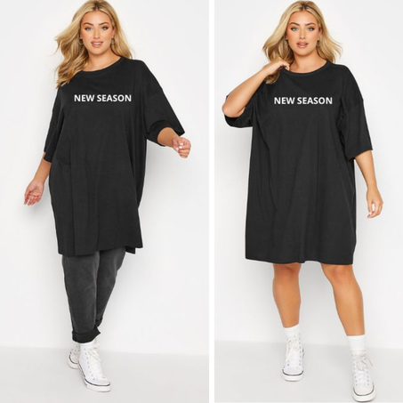 ROBE T-SHIRT OVERSIZE NOIR , NEW SEASON