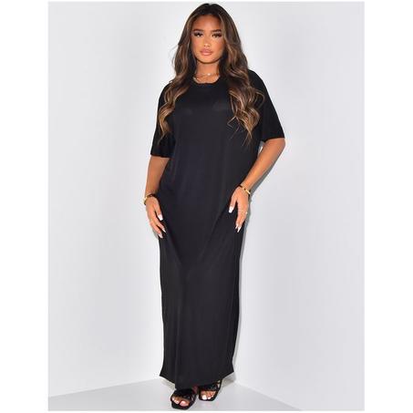 ROBE T-SHIRT FLUIDE LONGUE NOIR
