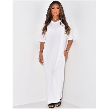 ROBE T-SHIRT COTON LONGUE BLANC