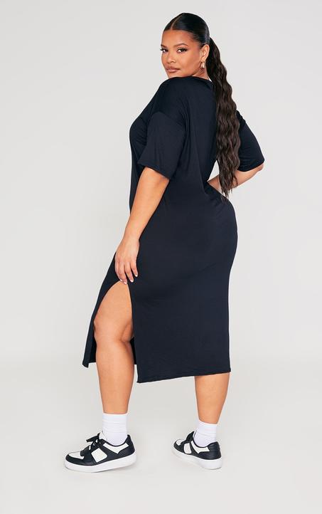 Robe T-shirt mi-longue oversize noir