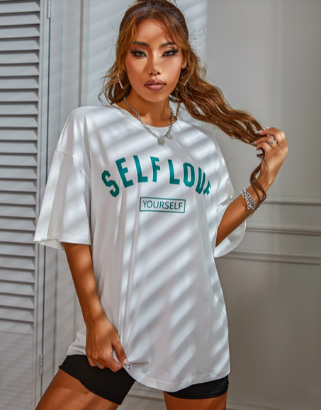 T-shirt à imprimé self love ,  pour femme