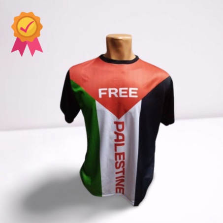 T-shirt unisexe avec emblème du drapeau Palestine