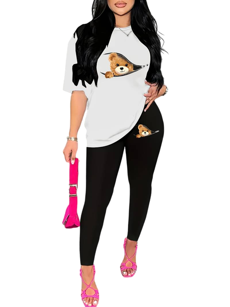 Ensemble deux pièces ours mignon décontracté